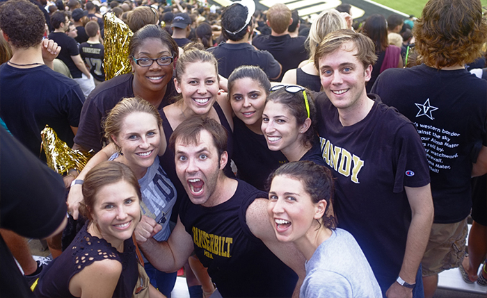 Vanderbilt Owen students show their school spirit as they cheer on the Commodores!