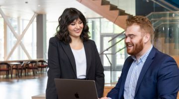 Pictured: Vanderbilt MAcc students look at computer
