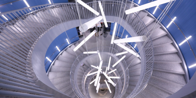 Engineering and Science Building/Wond'ry light fixture in stairwell