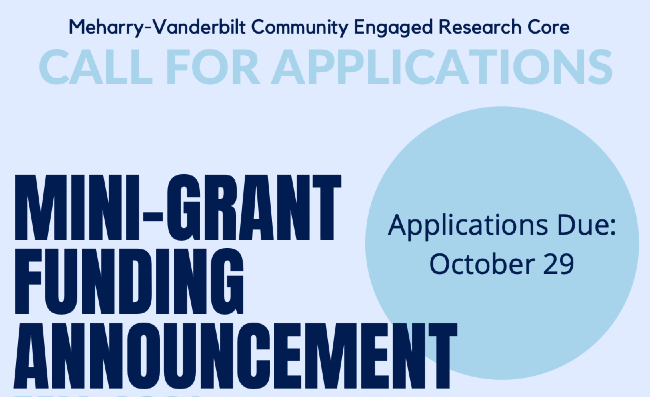 Meharry-Vanderbilt Community Engaged Research Core mini-grant funding announcement